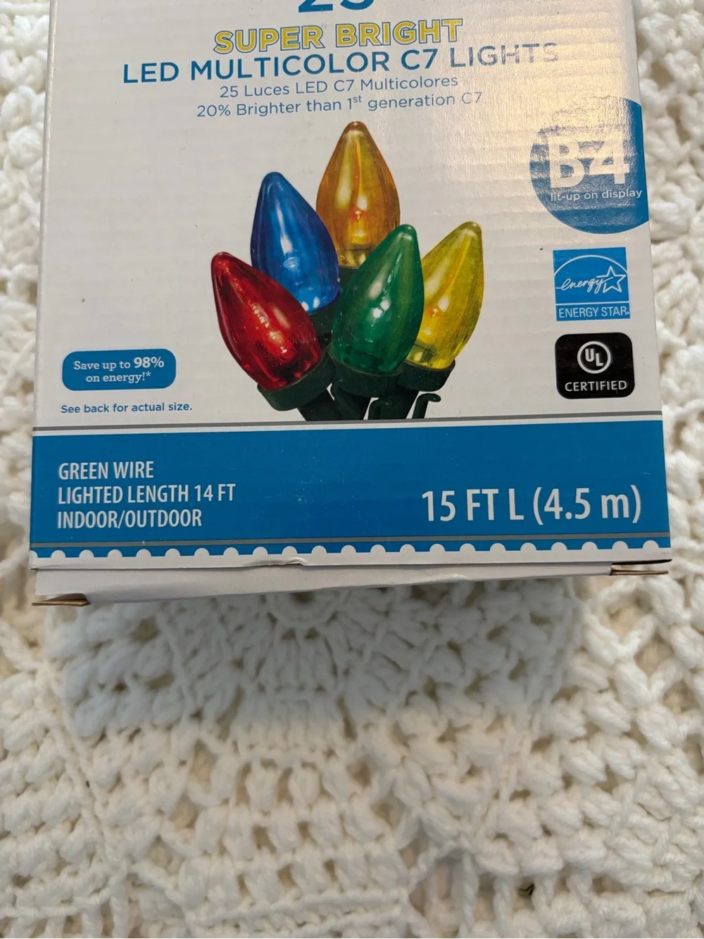 Holiday Time Multicolor LED C7 String Lights - Red, Blue, Green, Yellow